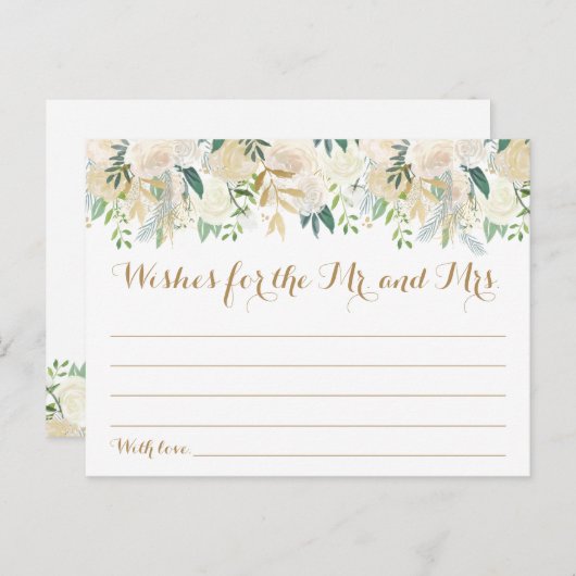 Gouden en witte bloemen bruiloft wensen Kaarten (Voorkant / Achterkant)