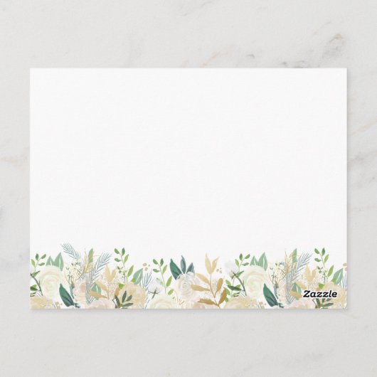 Gouden en witte bloemen bruiloft wensen Kaarten (Achterkant)