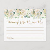 Gouden en witte bloemen bruiloft wensen Kaarten (Voorkant)