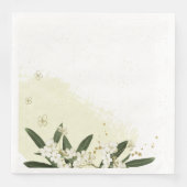 gouden en witte bloemen groene bladeren bruiloft servet (Voorkant)