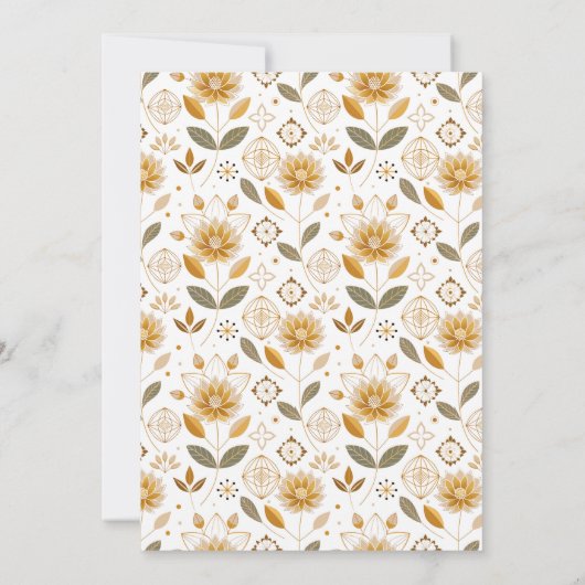 Gouden en Witte Bloemen naadloos patroon Kaart (Achterkant)