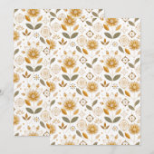 Gouden en Witte Bloemen naadloos patroon Kaart (Voorkant / Achterkant)