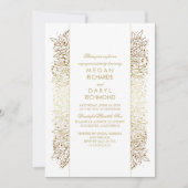 Gouden en witte bloemen  verlovingsfeest kaart (Voorkant)