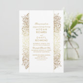Gouden en witte bloemen  verlovingsfeest kaart (Staand voorkant)