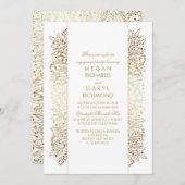 Gouden en witte bloemen  verlovingsfeest kaart (Voorkant / Achterkant)