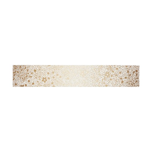  gouden en witte bloemenbruiloft uitnodigingen wikkel (Vlak)