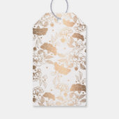 Gouden en witte bloemenkrans - Pioenenbruiloft Cadeaulabel (Achterkant)