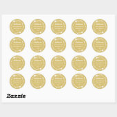 Gouden en Witte Bloemenkrans Retouradres Ronde Sticker (Vel)