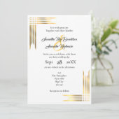 Gouden en witte bruiloft kaart (Staand voorkant)