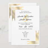 Gouden en witte bruiloft kaart (Voorkant / Achterkant)