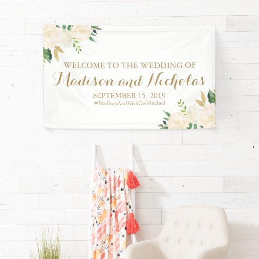 Gouden en witte bruine bruiloft Banner Decoratie (Insitu)