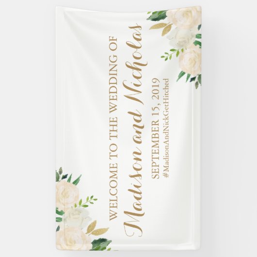 Gouden en witte bruine bruiloft Banner Decoratie (Verticaal)
