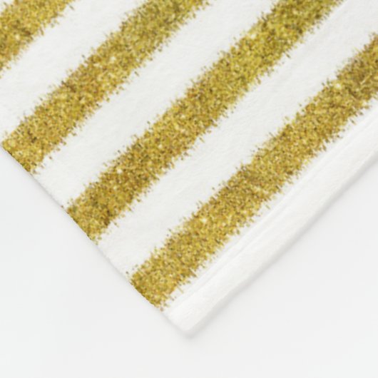 Gouden en witte chique strepen fleece deken (Hoek)