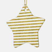 Gouden en witte chique strepen keramisch ornament (Links)