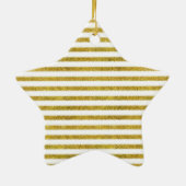 Gouden en witte chique strepen keramisch ornament (Achterkant)