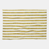 Gouden en witte chique strepen theedoek (Horizontaal)