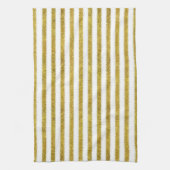 Gouden en witte chique strepen theedoek (Verticaal)