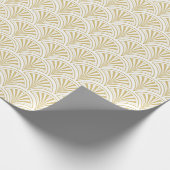Gouden en witte Deco Fans Patroon Cadeaupapier (Hoek)