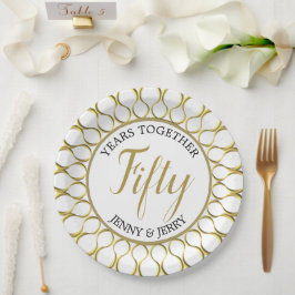 Gouden en witte elegante jubileum papieren bord