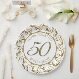 Gouden en witte elegante jubileum papieren bord