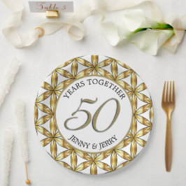 Gouden en witte elegante jubileum papieren bord