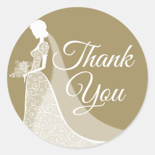 Gouden en witte elegante kanten jurk Bruidsbeurtdi Ronde Sticker