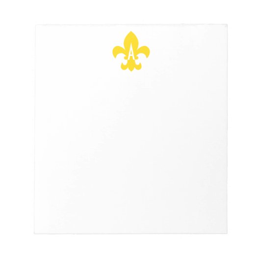 Gouden en witte Fleur de Lis-monogram Notitieblok (Voorkant)