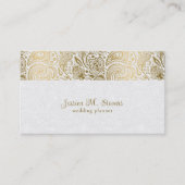 Gouden en witte Floral Paisley Wedding Planner Visitekaartje (Voorkant)