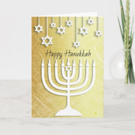 Gouden en Witte Gelukkige Chanoeka Menorah Kaart