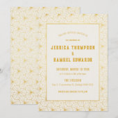 Gouden en witte geometrische Art Deco bruiloft Kaart (Voorkant / Achterkant)