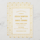 Gouden en witte geometrische Art Deco bruiloft Kaart (Voorkant / Achterkant)