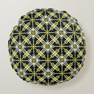 Gouden en witte geometrische patroonontwerp rond kussen