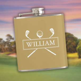 Gouden en Witte Gepersonaliseerde Naam Clubs en Ba Heupfles