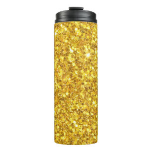 Gouden en witte glanzende glitter thermosbeker