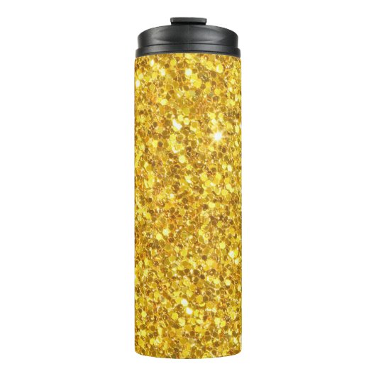 Gouden en witte glanzende glitter thermosbeker (Voorkant)