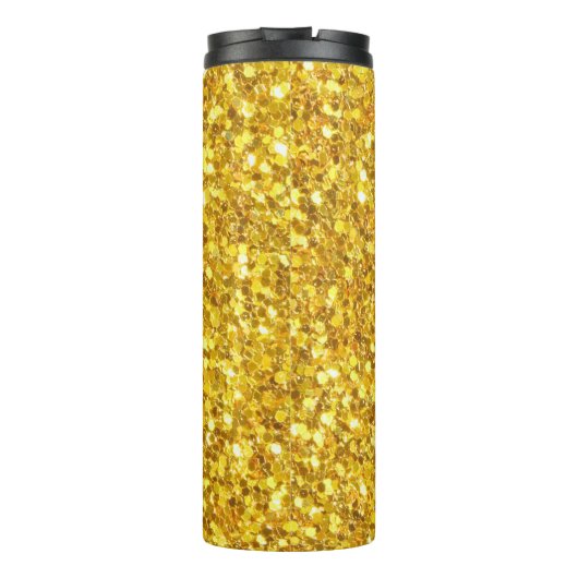 Gouden en witte glanzende glitter thermosbeker (Achterkant)