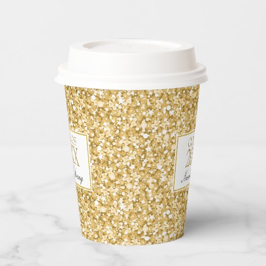 Gouden en witte glitter- Afstuderen papier cup Papieren Bekers (Links)