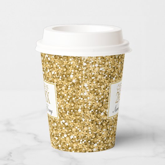 Gouden en witte glitter- Afstuderen papier cup Papieren Bekers (Rechts)