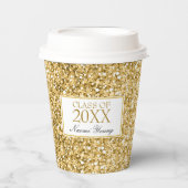Gouden en witte glitter- Afstuderen papier cup Papieren Bekers (Voorkant)