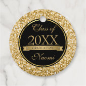 Gouden en witte glitter zwarte cirkel bedankjes labels (Achterkant)