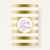 Gouden en witte horizontale strepen badge (Voorkant)