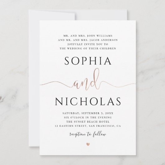 Gouden en witte huwelijksuitnodiging. Eenvoudige u Kaart (Voorkant)