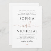 Gouden en witte huwelijksuitnodiging. Eenvoudige u Kaart (Voorkant / Achterkant)