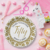 Gouden en Witte Jubileum Papieren Bord (Feest)