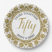 Gouden en Witte Jubileum Papieren Bord (Voorkant)