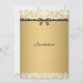 Gouden En Witte Kanten Bruiloft Kaart (Achterkant)