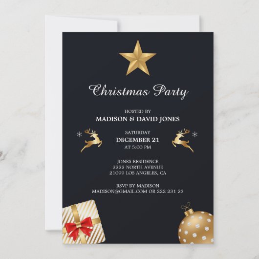 Gouden en witte kerst decor kaart (Voorkant)