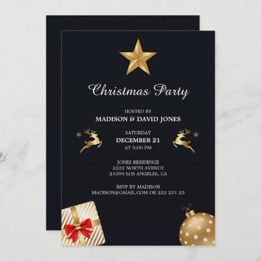 Gouden en witte kerst decor kaart (Voorkant / Achterkant)