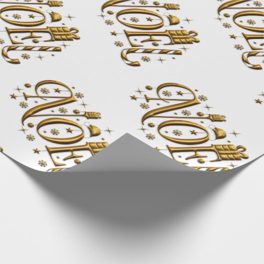 Gouden en witte kerst Noel Cadeaupapier (Hoek)