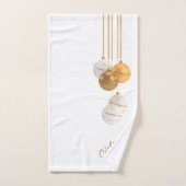 Gouden en Witte Kerstballen Aangepaste Tekst Bad Handdoek (Handdoek)